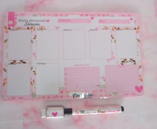 Mini Planner Imã e Caneta Personalizados Floral