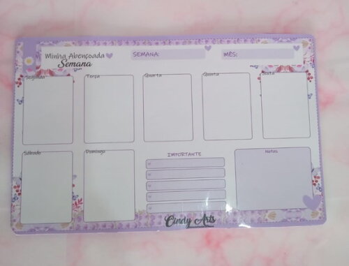 Mini Planner Imã e Caneta Personalizados Floral