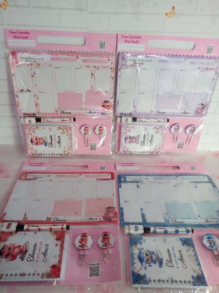 Mini Planner Imã e Caneta Personalizados Floral