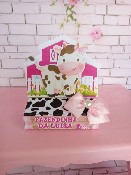 Porta Bis Duplo Fazendinha Rosa com Aplique