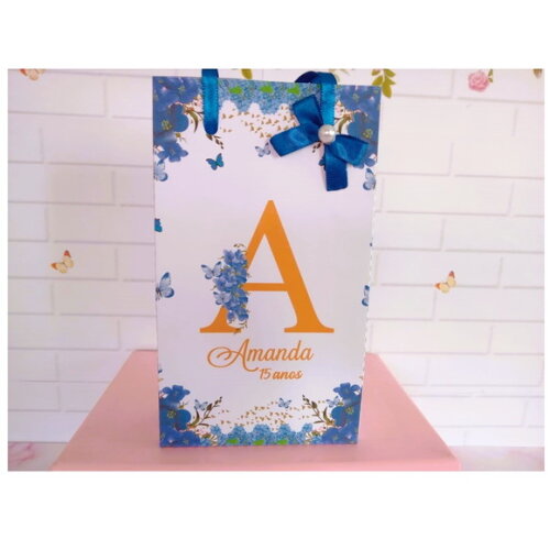 Sacolinha Floral Azul-p