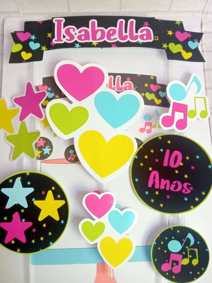 Topper de Bolo Festa Neon
