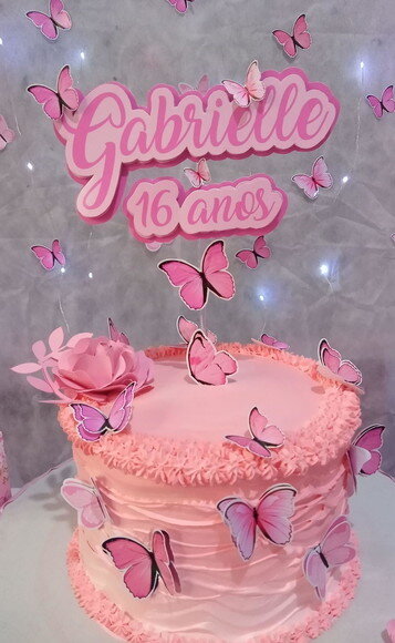 Topper de Bolo Borboleta Rosa
