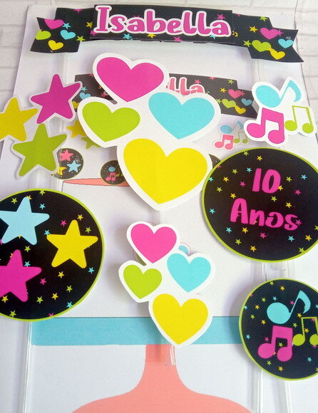 Topper de Bolo Festa Neon