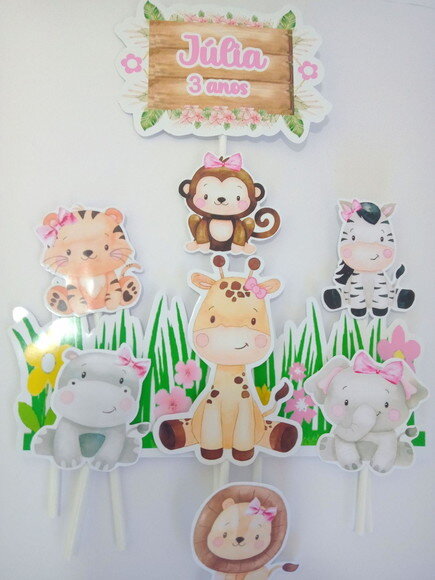 Topper de Bolo Safari Menina