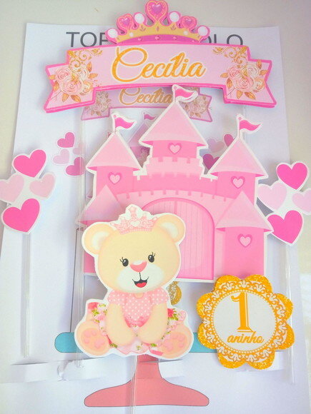 Topper de Bolo Ursinha Princesa