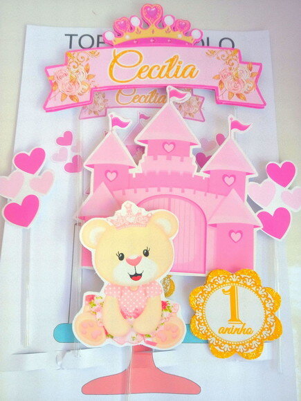 Topper de Bolo Ursinha Princesa