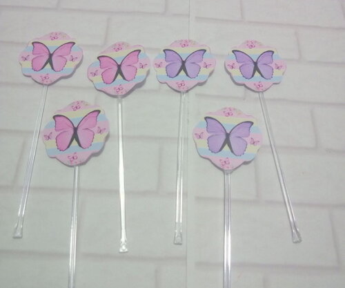 Topper Docinhos Borboleta Candy Color 50 Unidades