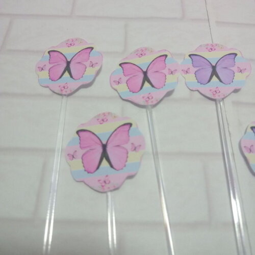 Topper Docinhos Borboleta Candy Color 50 Unidades
