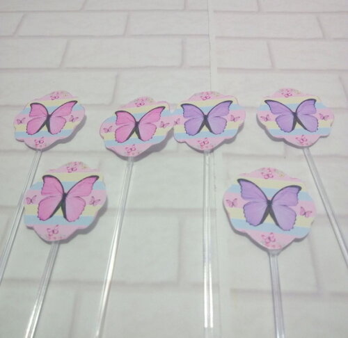 Topper Docinhos Borboleta Candy Color 50 Unidades