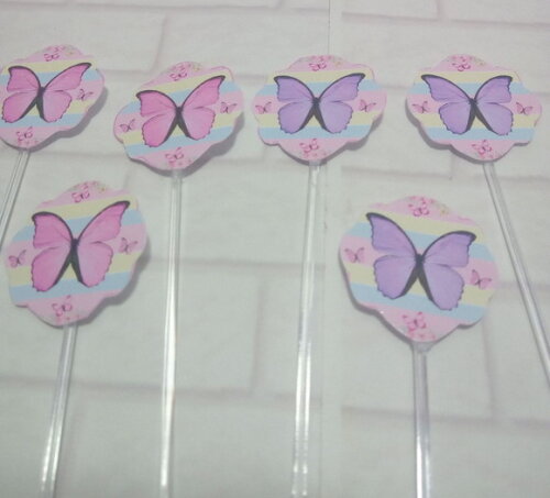 Topper Docinhos Borboleta Candy Color 50 Unidades