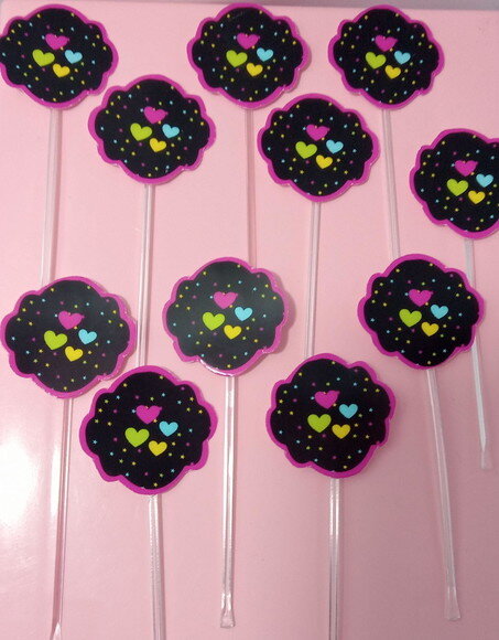 Topper Docinhos Festa Neon 50 Unidades