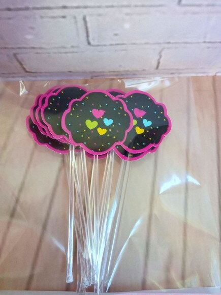 Topper Docinhos Festa Neon 50 Unidades