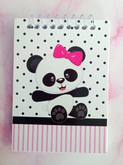 Caderninho/bloq. e Lápis Panda Menina-10x14/40fls Br