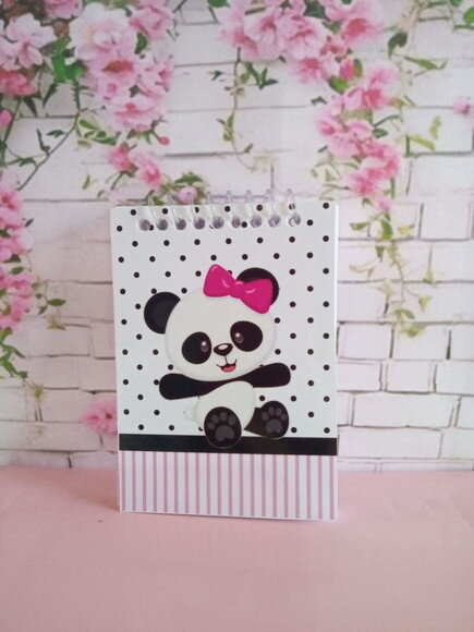 Caderninho/bloq. e Lápis Panda Menina-10x14/40fls Br