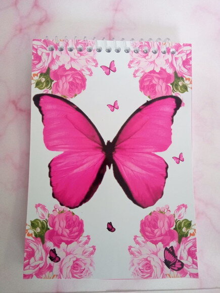 Caderninho/bloquinho Borboleta Pink -10x14 40 F. Brancas