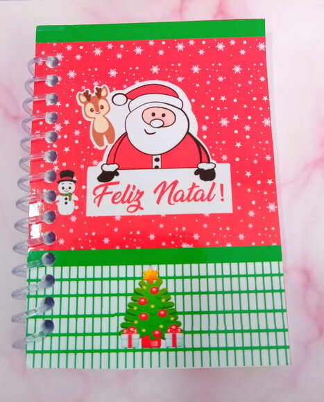 Caderninho/bloquinho e Lápis Feliz Natal -10x14/40fls Bran