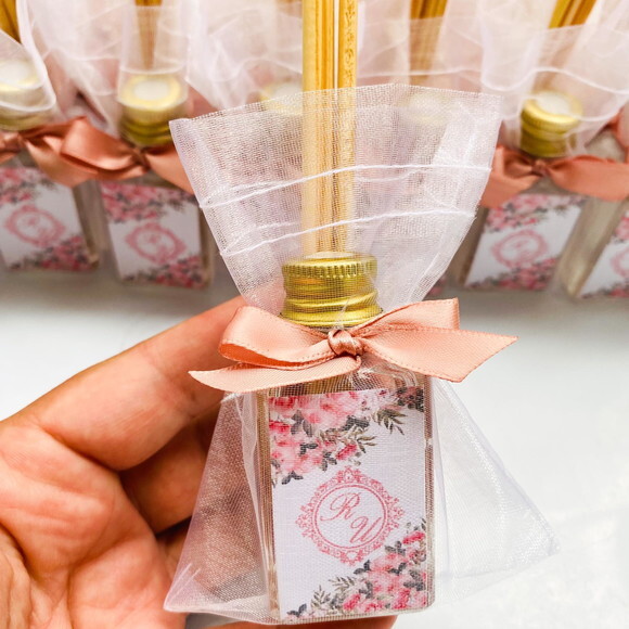 Lembrancinha de Casamento Aromatizador 30ml Vidro Rosa