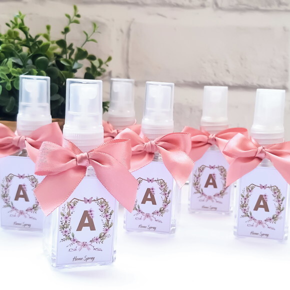 Lembrancinha de Maternidade Home Spray 30ml Floral Monograma