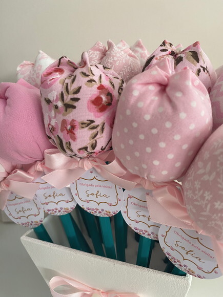 Lembrancinha de chá de bebe Lápis Tulipa com Cachepô