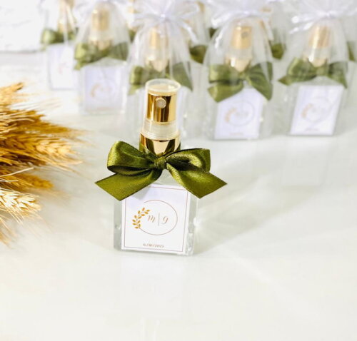 Lembrancinha Casamento Home Spray Vidro 50ml verde oliva
