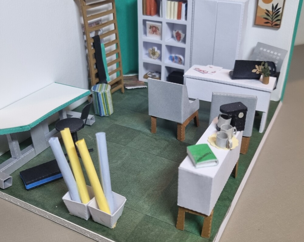 Miniatura de Cenário - Roombox - Consultório de Fisioterapia