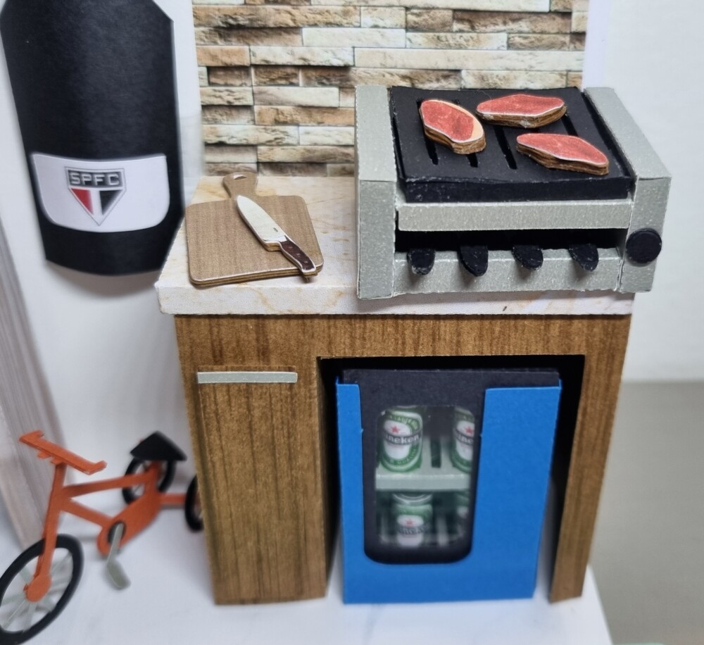 Quadro Cenário em Miniatura - Espaço Gourmet  2, com vidro