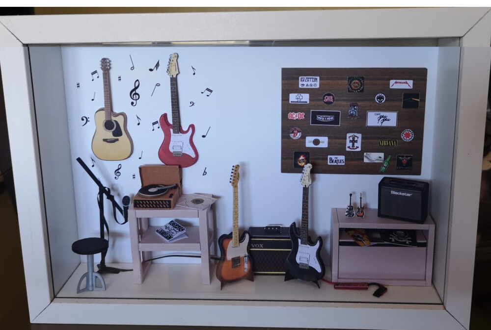 Quadro Cenário em Miniatura - Estúdio de Música