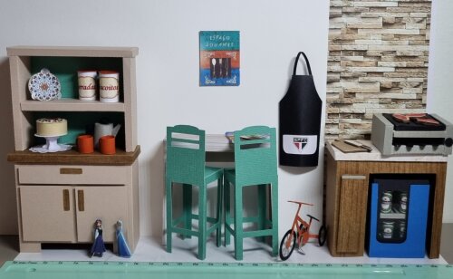 Quadro Cenário em Miniatura - Espaço Gourmet  2, com vidro