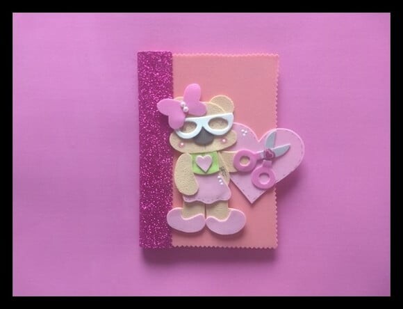 Caderno pequeno ursinha artesã