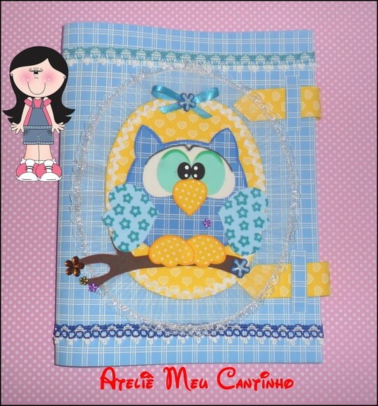 Capa de caderno corujinha com ponteira
