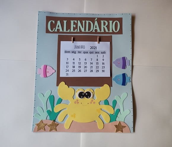 Cartaz calendário tema fundo do mar