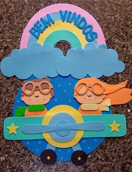 Decoração Sala de Aula Pequenos Aviadores com 8 Cartazes