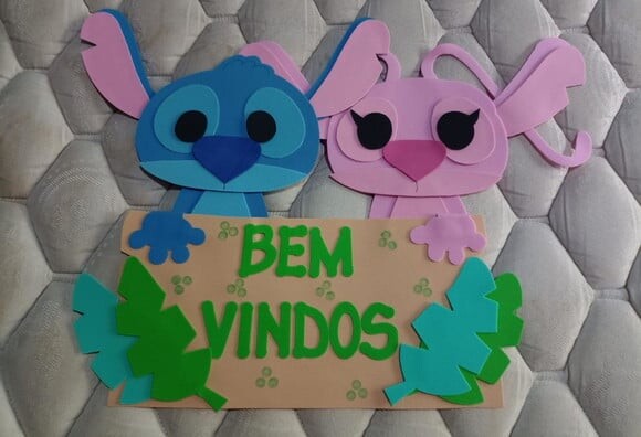Kit Decoração Sala de Aula Stitch e Angel com 4 Cartazes