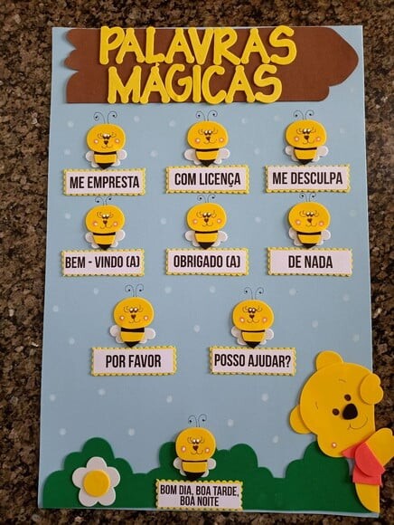 Kit Sala de Aula Ursinho Pooh com 8 Cartazes