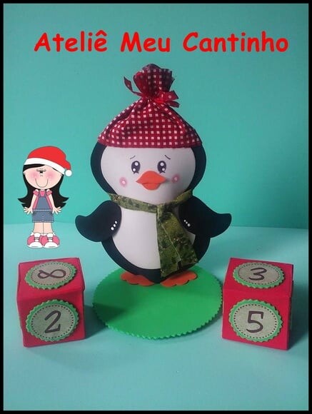 Pinguim contando os dias para o natal