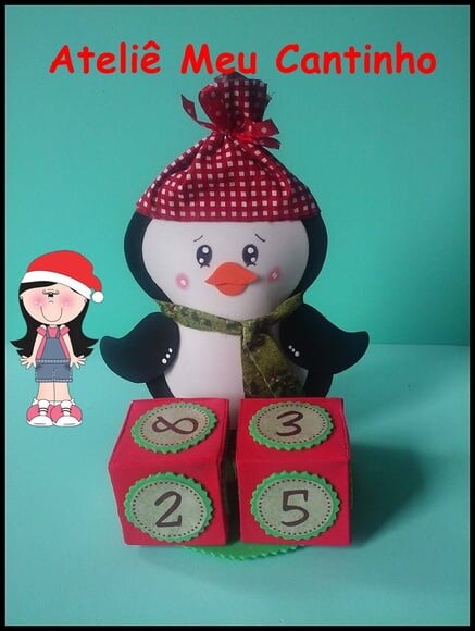 Pinguim contando os dias para o natal