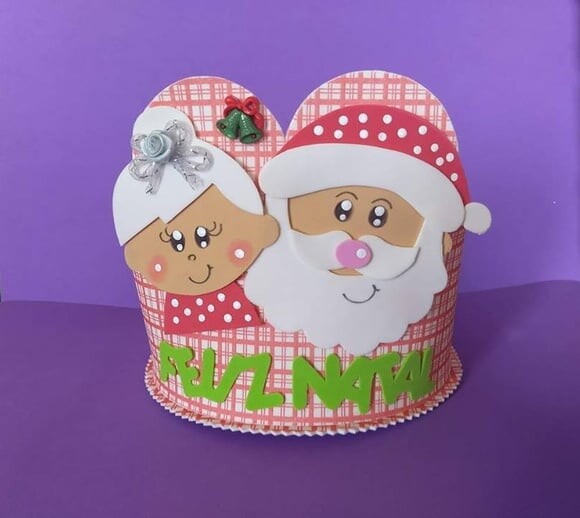 Porta panetone casal noel