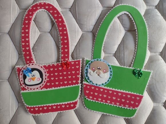 Sacola Porta Doces Noel e Pinguim