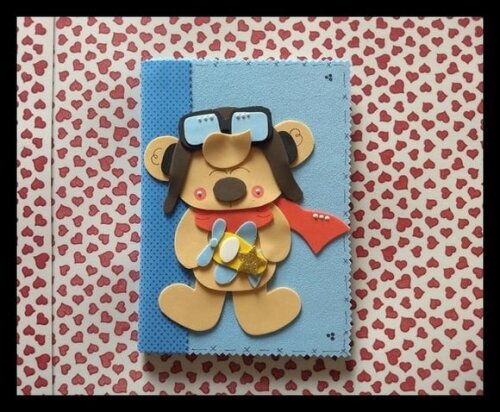 Caderno pequeno decorado ursinho aviador