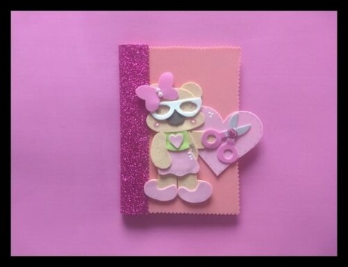 Caderno pequeno ursinha artesã