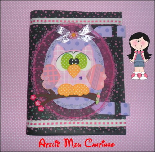 Capa de caderno corujinha com ponteira