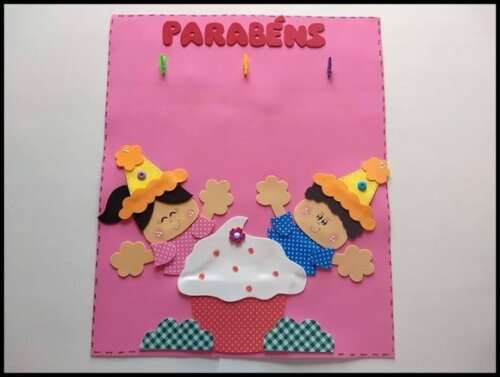 Cartaz aniversariantes tema crianças