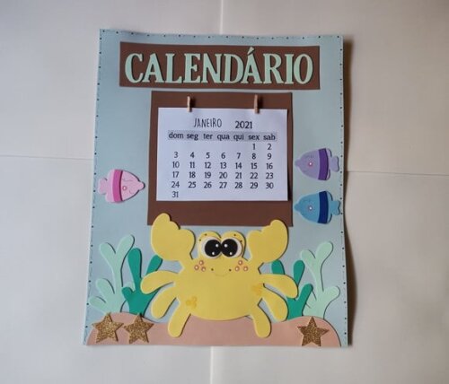 Cartaz calendário tema fundo do mar