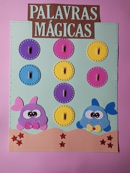 Cartaz palavras mágicas fundo do mar