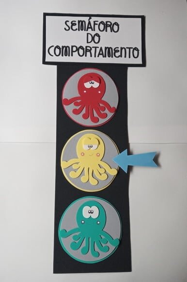 Cartaz semáforo do comportamento tema fundo do mar