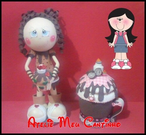 Fofucha 3d cupcake com porta trecos
