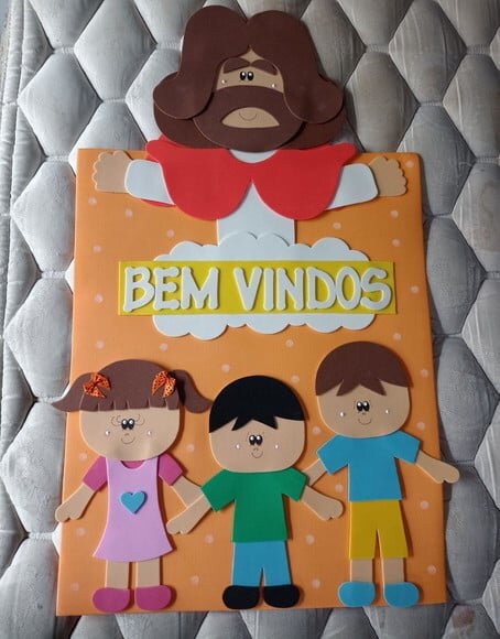 Kit Sala de Aula Jesus e as Crianças com 4 Cartazes
