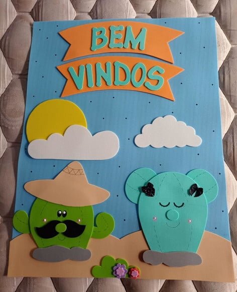 Kit Sala de Aula Tema Cactus com 6 Cartazes
