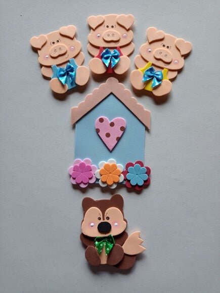 Mini Kit Palitoches 3 Porquinhos